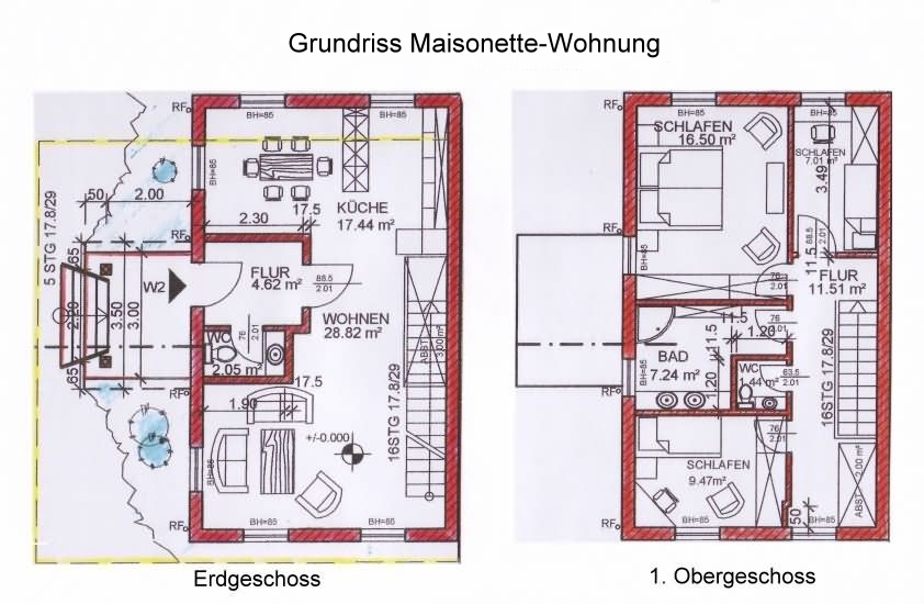 Grundriss Maisonnette-Wohnung im Herrenhaus Swantow